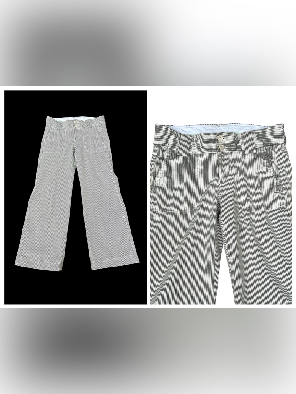 Vintage Gap Pants Seersucker Grey White Stripes